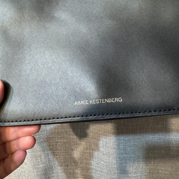 Aimee Kestenberg black leather purse with leopard print trim and stud details - Picture 2 of 16